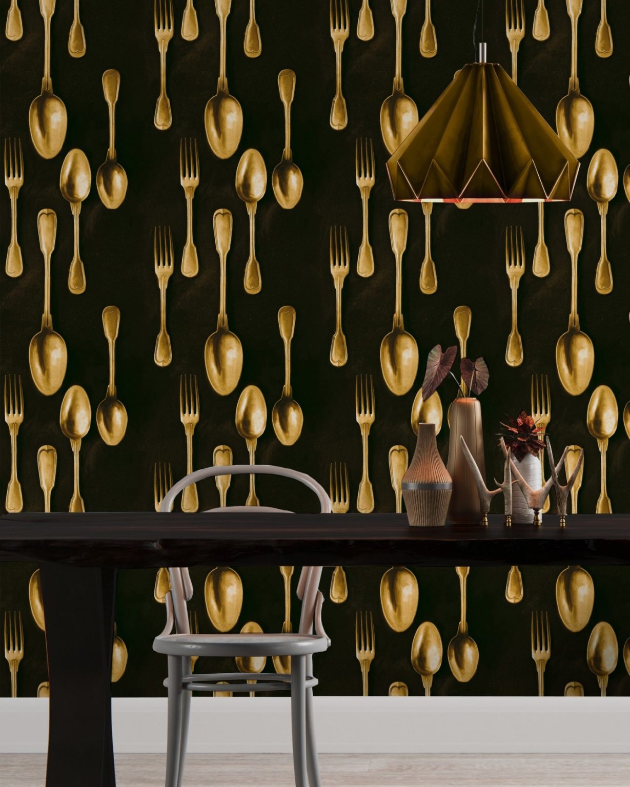 CUTLERY BRASS TAPETA MIND THE GAP