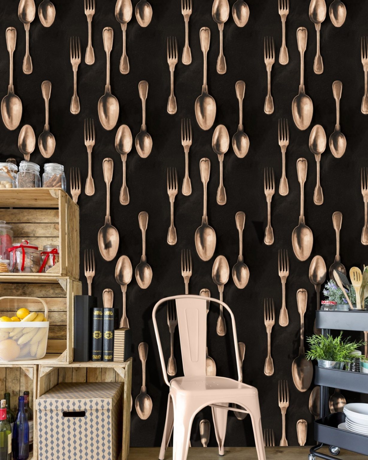 CUTLERY COPPER TAPETA MIND THE GAP