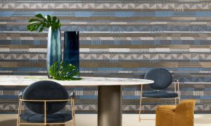 Tapeta Arte Manovo 22000 Blue Gold Etno - geometryczna