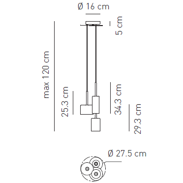 SPILLRAY 3 LAMPA WISZĄCA AXO LIGHT