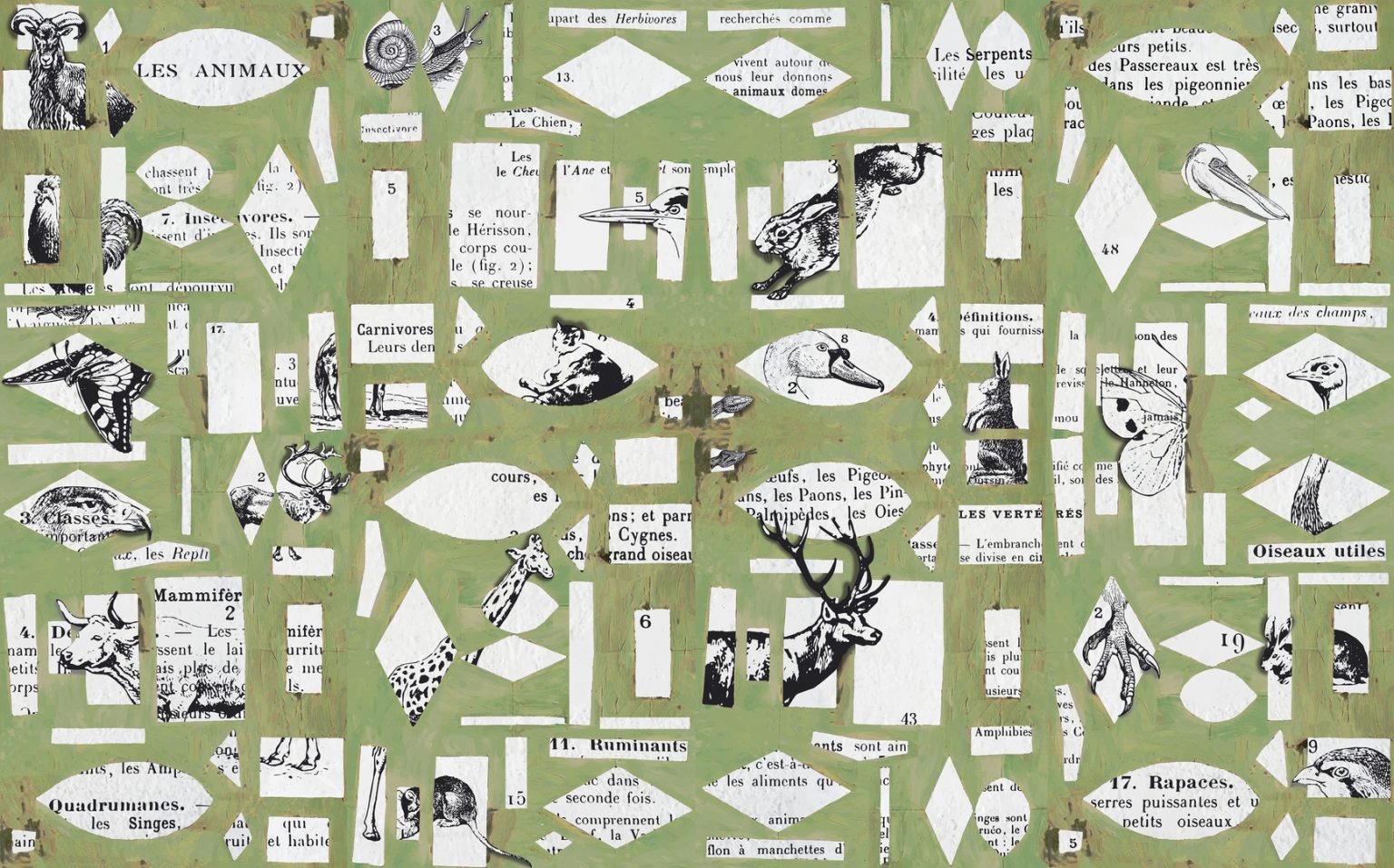 Tapeta Wall&Deco Les Animaux en Papier WDLA2202