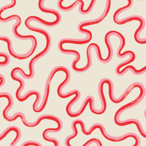 Tapeta Cole & Son x Vivienne Westwood Rainforest Squiggle Crimson & Lipstick on Parchment 130/8026